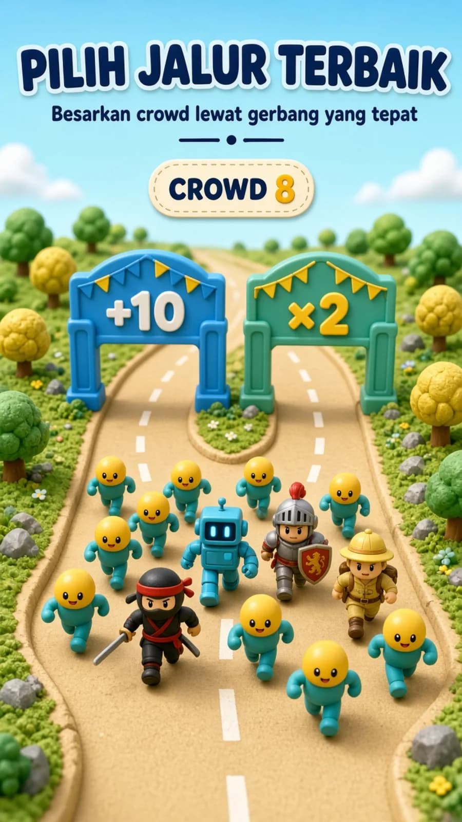 Crowdigo characters choosing number gates